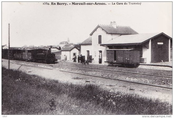 18 - Cher Mareuil sur Arnon la gare du tramway collection Guy Perève.jpg