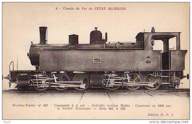 cpa ( Chemin de Fer de l'Etat AlgÃ©rien )  Machine Tender No 607.jpg
