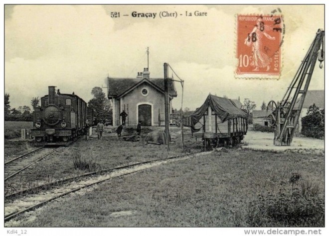 18 - Gracay - Train - Loco Pinguely 030 T n° 3 en gare - TI -.jpg