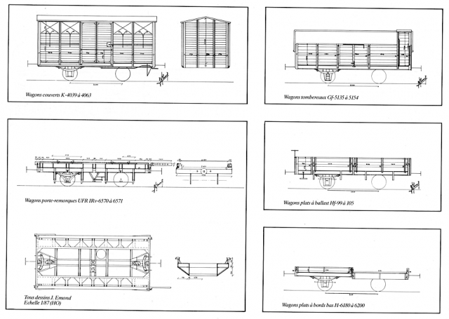 Wagons CFD Couvert Tombereau Plat UFR