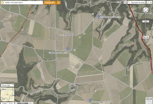 Géoportail Gare Crécy au Mont Montécouvé