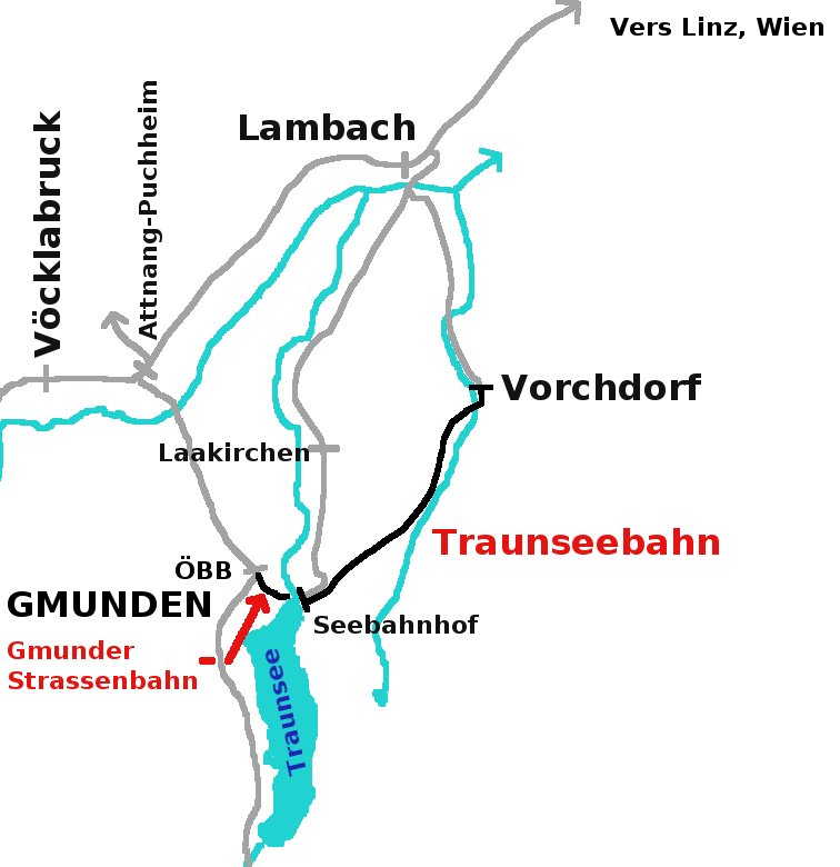 Carte schématique de la région de Gmunden