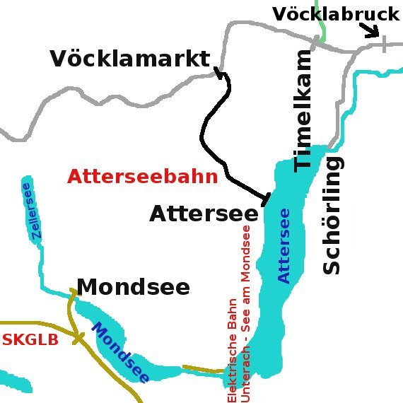 Carte schématique de situation de l'Atterseebahn
