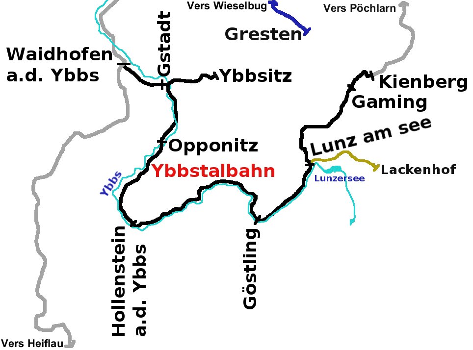 Carte schématique de la région de l'Ybbstal