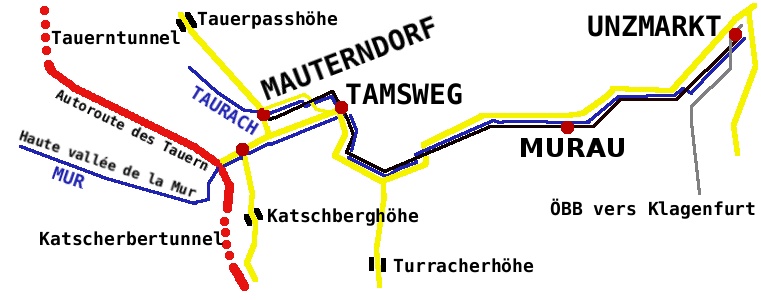 Carte schématique de la vallée de Murtal