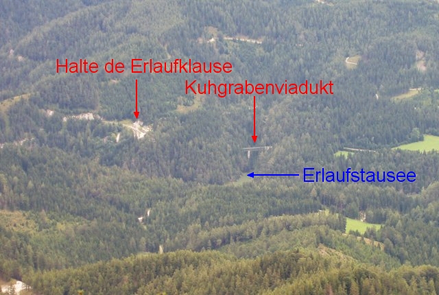 Vue panoramique du tronçon de la rampe sud autour d'Erlaufklause
